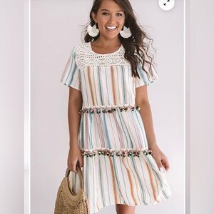 ODDY Women’s Stripe & Tassel Dress Size Medium